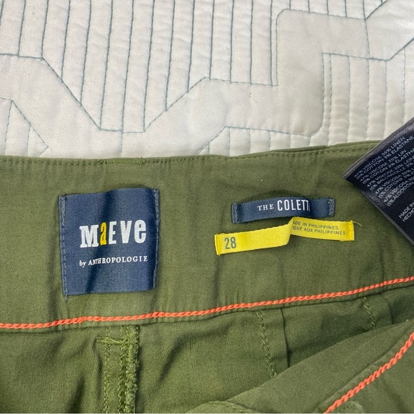 Maeve Anthropologie The Colette Wide Leg Pants Green Women’s Size 28 Pockets - Picture 7 of 11
